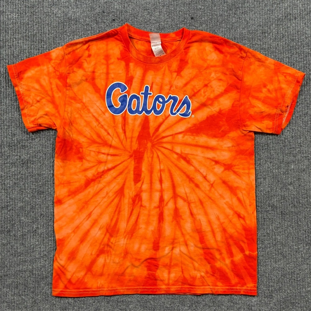 Florida Gators Tie Dye T-Shirt Mens Large Orange‎ NCAA Spiral Graphic Collegiate